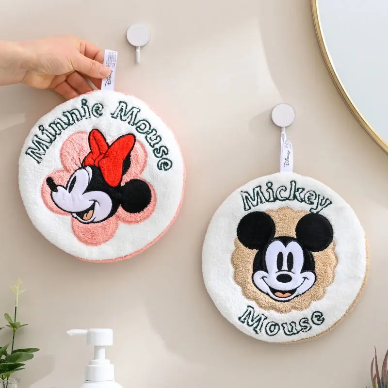 Disney-Minnie e Mickey toalha de mão, bordado dos desenhos animados criativos, moda simples, macio e confortável, Skin-Friendly, pendurado, doce