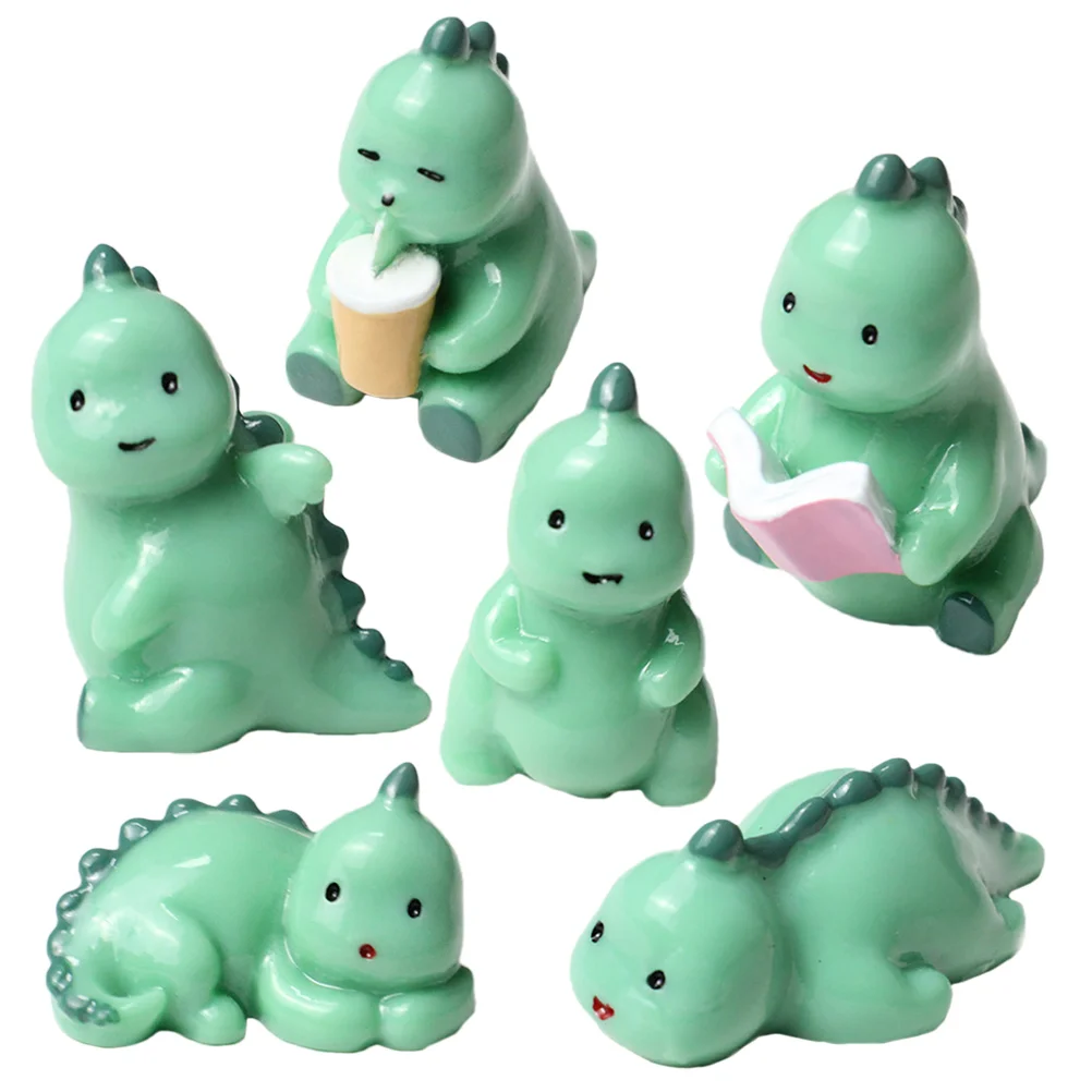 

6 Pcs Resin Miniature Dinosaur Figurines Lightweight Compact Size Creative Animals Garden Decor Landscape nament Home