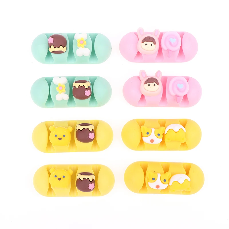 2Pcs Cartoon Cable Holder Silicone Cable Winder Wire Organizer Holder Cord Management Clip For USB Earphone Network Cable