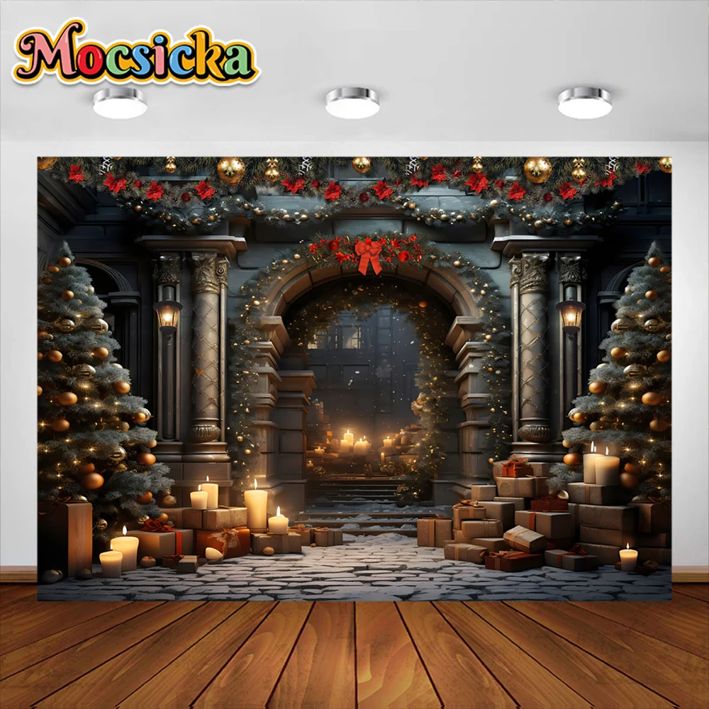Mocsicka الشتاء عيد الميلاد خلفية التصوير الفوتوغرافي عيد الميلاد مشهد الثلج الطفل صور التصوير الفوتوغرافي الأسرة حفلة خلفية استوديو تبادل لاطلاق النار الدعامة