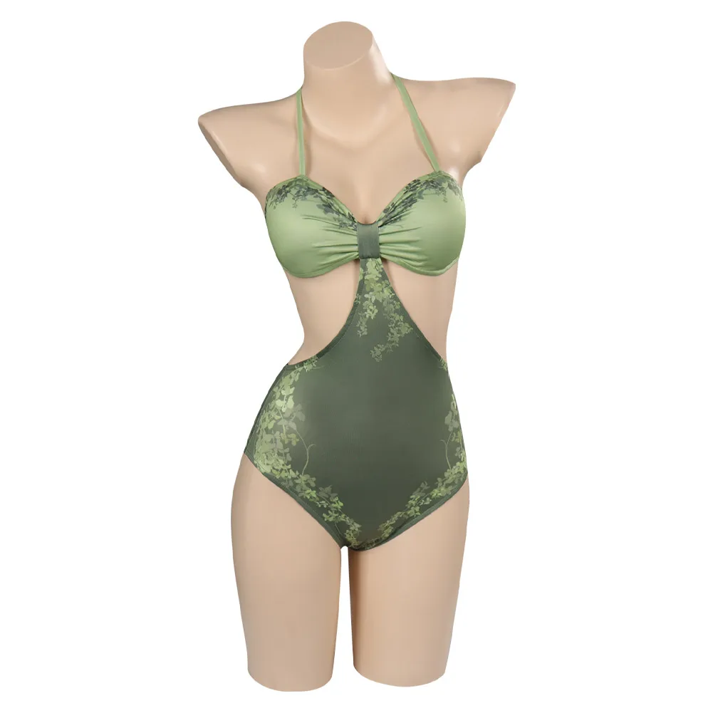 Pamela COS Lillian Isley Poison Ivy Cosplay Costume Green Sexy Jumpsuit Dress Swimsuit Swimwear Women Halloween Party Suits