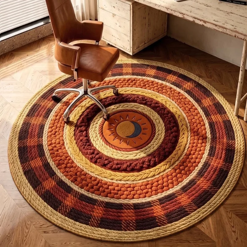 Vintage Round Carpet Soft Fluffy Modern Minimalist Floor Aesthetic Rugs Living Room Luxury Dywan Do Salonu Home Decor Items