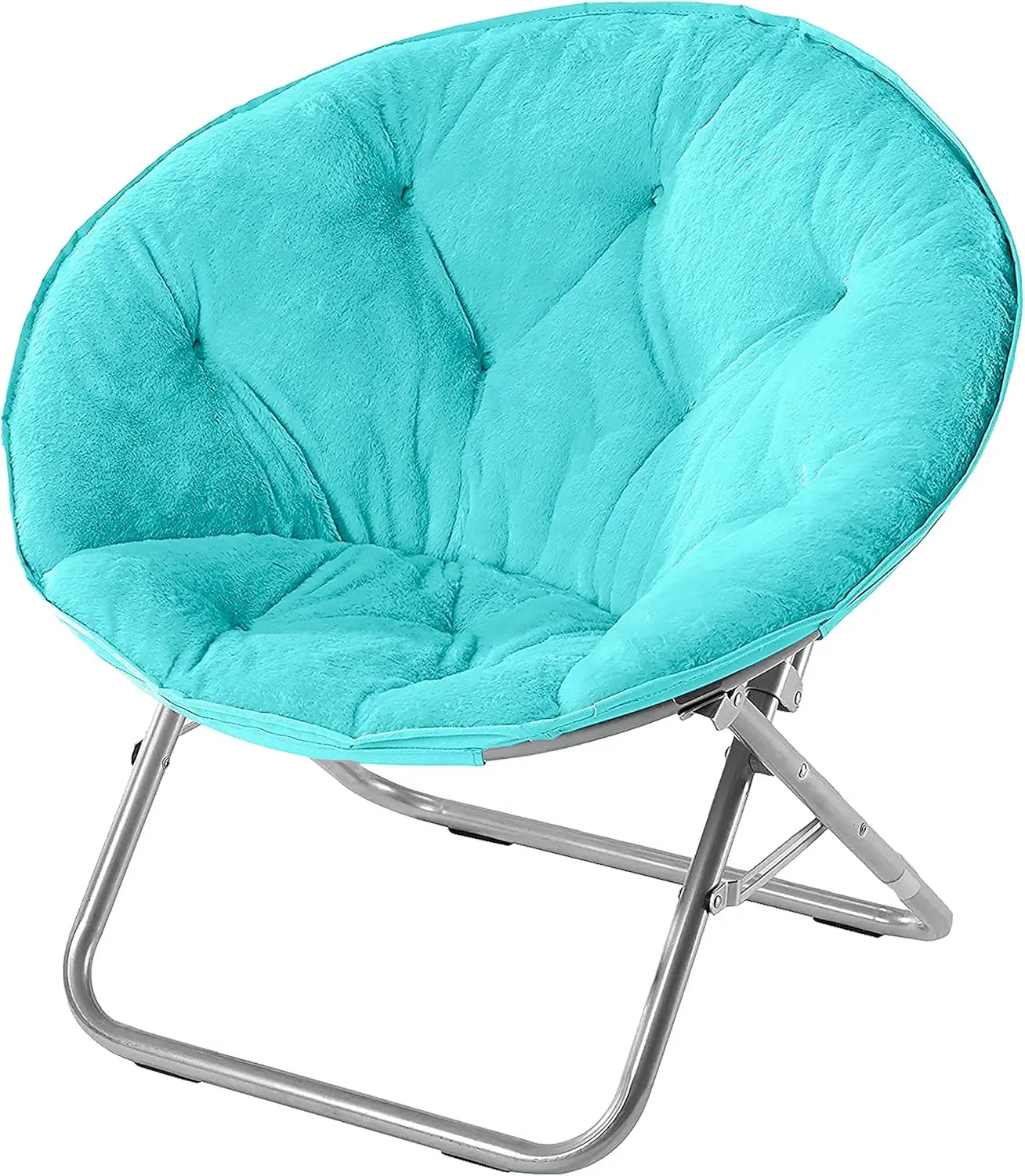 Faux Fur Saucer Chair, Aqua Blue.Great for dorm rooms, dens and TV rooms，29.5