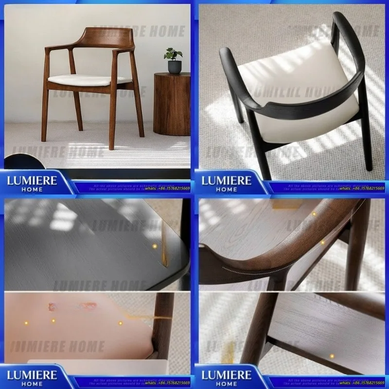 

Scandinavian Solid Wood Coffee Chair Walnut Color Dining Room Chair Minimalist Backrest Chair Home Office Meeting