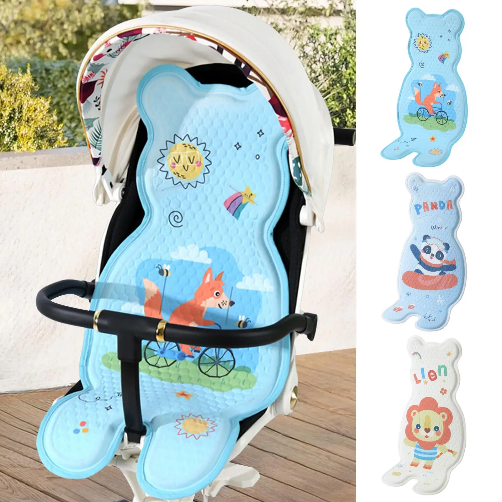 Stroller Cooling Pad Breathable Gel Car Seat Liner Baby Ice Silk Summer Cool Mat for Stroller Chair Bassinet Travel Beach ﻿