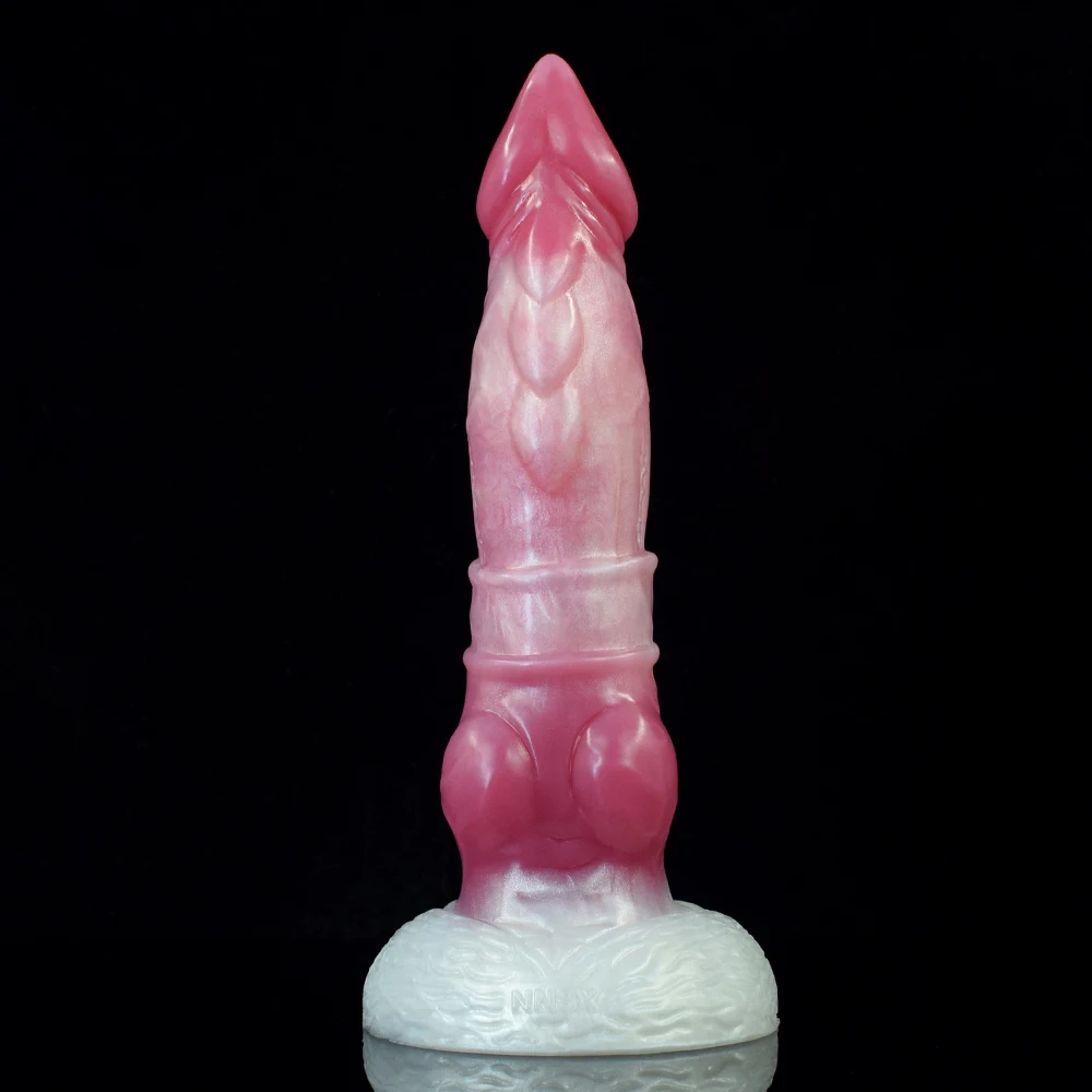NNSX Dog Dildo Knot With Suction Cup Rosy Gradient Butt Plug Masturbation Animal Penis Sexy Toys for Women Adult 18+ Sex Shop