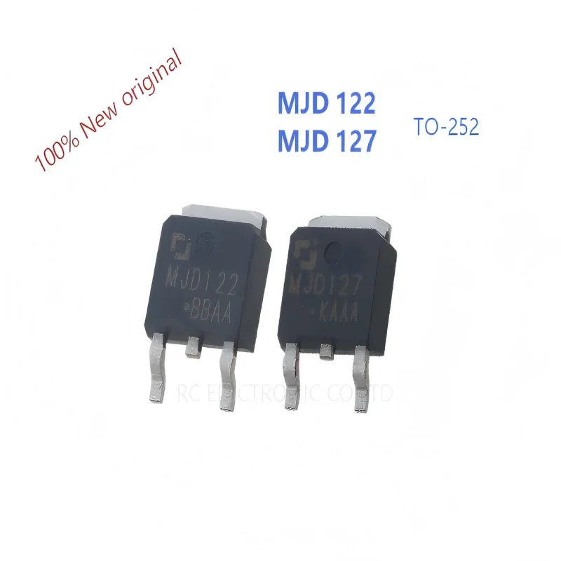 10PCS Triode MJD122 MJD127 TO-252-2L Original, Brand New, 8A/100V, SMD