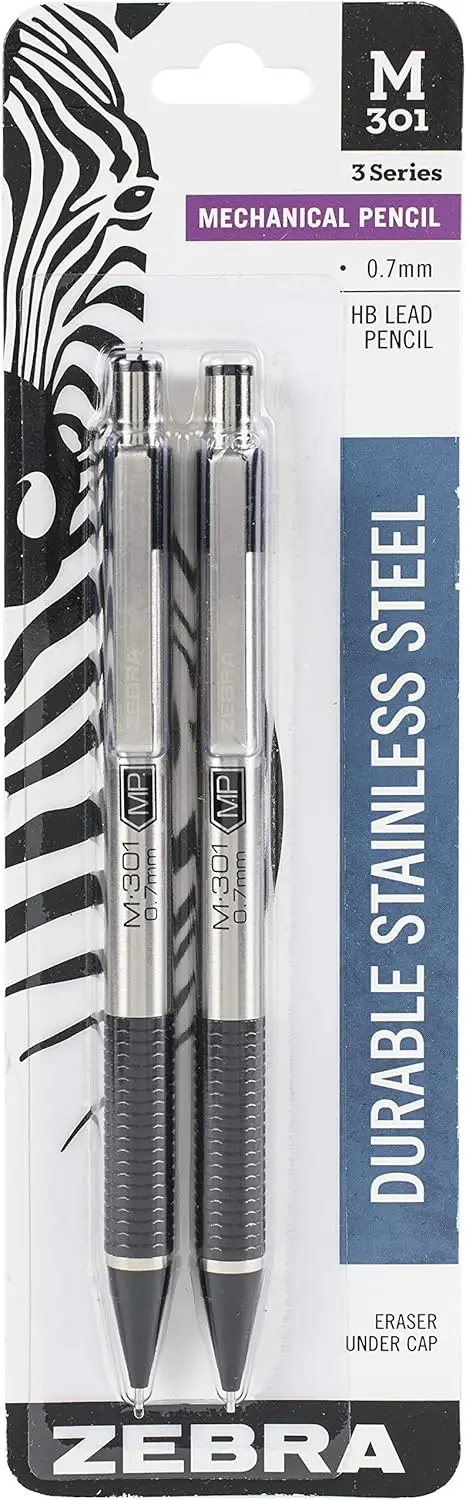 

Stainless Steel Mechanical Pencil 0.7mm, 2-Pack with Refillable Design