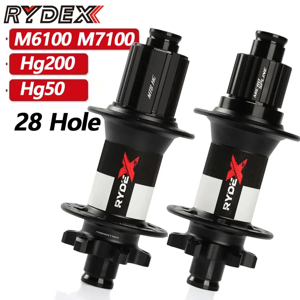 Велосипедная втулка RYDEX Ratchets, 28 часов, задняя MTB сквозная ось, быстросъемная втулка для Shimano M6100 M7100 Hg50 Hg200, безшумный подшипник, велосипед ​ Ступицы