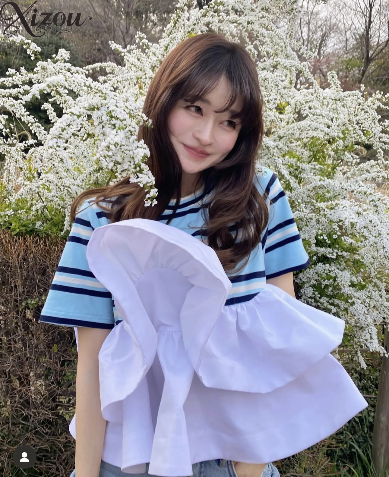 

2025 Japanese Women Striped Top Short Sleeve Ruffle Edge Splicing Sweet Casual Y2K Tee Summer Korean Spring Summer Ruffle Edge