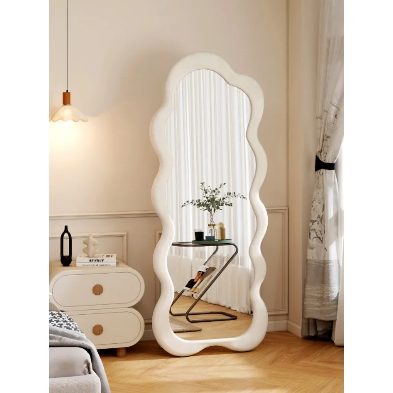 Cream wind creative full body mirror floor mirror household girls bedroom special-shaped full-length mirror light luxury