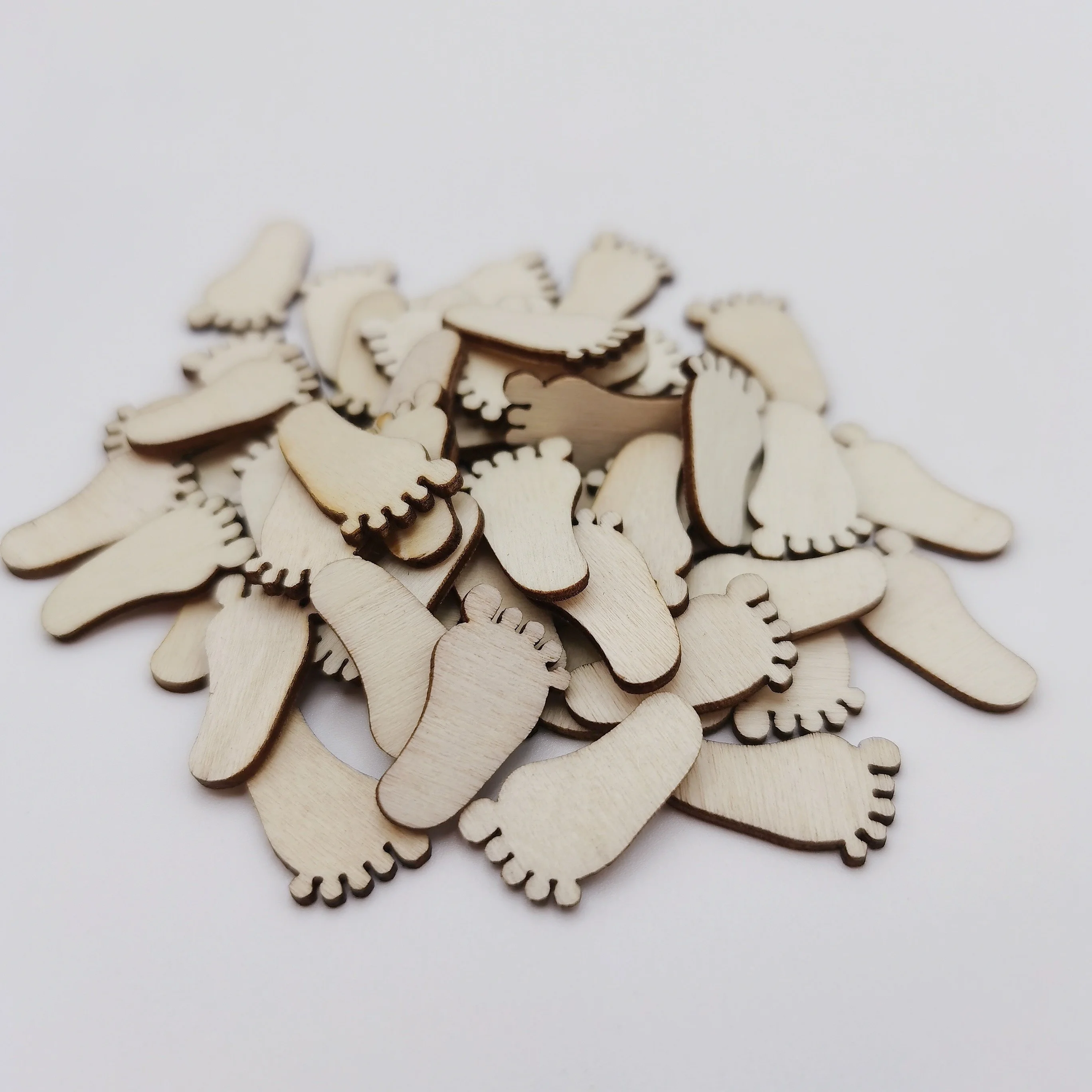 50pcs 19x11mm Wooden Baby Foot Feet Embellishments Wood Cutouts DIY Crafts For Cardmaking Invitations Decorations Scrapbooking