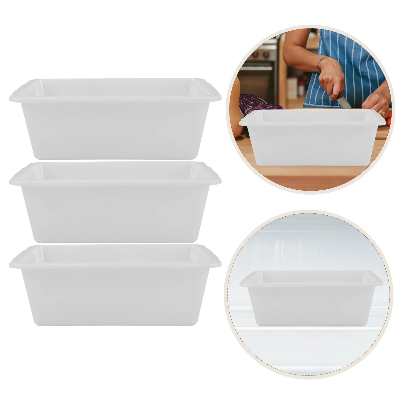 3 Pcs Malatang Display Cabinet Box Commercial Tote Tubs Plastic Rectangular Restaurants Multipurpose Bus Storage