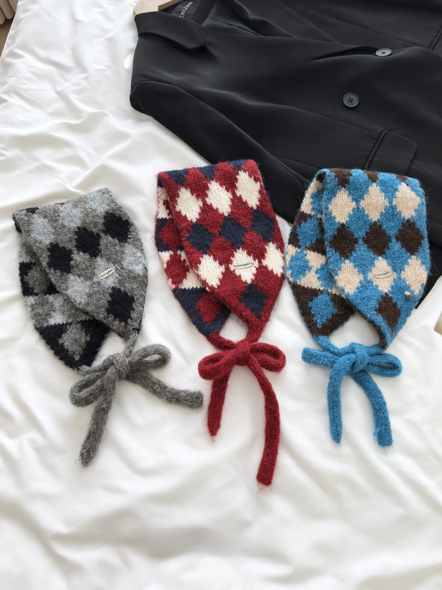 retro-korean-style-diamond-grid-tie-on-ear-muffs-for-women-winter-cycling-cold-protection-warm-ear-cover-student-accessories
