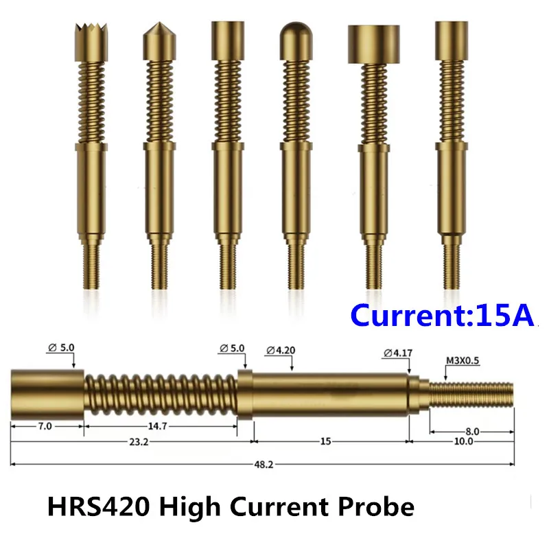 5 шт., сильноточная игла 420*4820H/A/D/E/G, пружинный испытательный зонд с резьбой, внешний диаметр 4,2 мм, длина 48,2 мм, ток 15 А