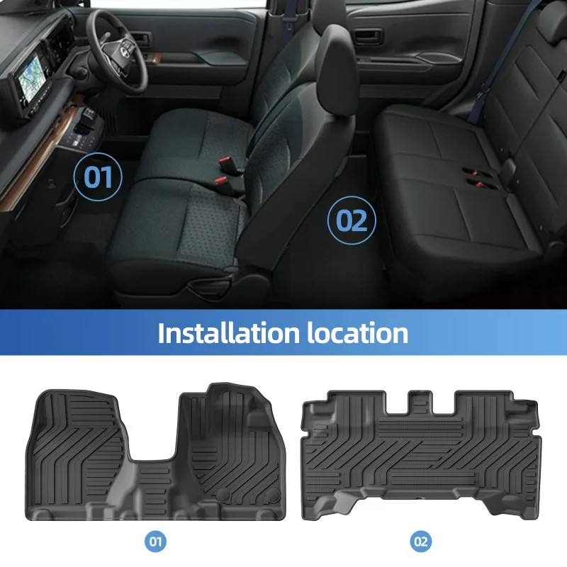 RHD-Fußmatten für Nissan Sakura EV 2020 - 2024, Rechtslenker, Kofferraummatte, TPE 3D-Fußmatte, Zubehör, SCHWARZ – Detail 2
