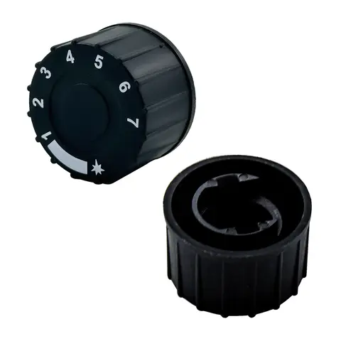 Minisit เทอร์โมสตัท710รุ่นเปลี่ยนแก๊สลูกบิดวาล์วเทอร์โมสตัทควบคุมอุณหภูมิมือจับสวิตช์พลาสติกสีดำ2ชิ้น