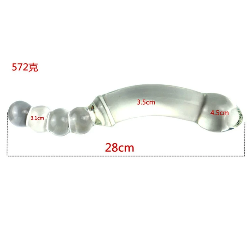 قضيب اصطناعي زجاجي شفاف كبير جدًا مصمم حديثًا لتحفيز البظر/G-spot ومقبس شرجي مدلك، لعبة جنسية للبالغين 18+