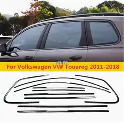 For Volkswagen Touareg 2011-2018 Car Black Front Grille Body Window Molding Cover Middle Mesh Rear Bumper Door Edge Trim Strip