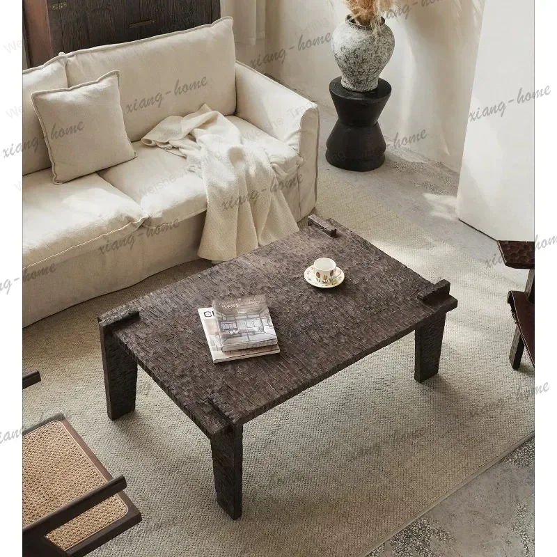 LD Wabi-sabi style medieval solid wood living room texture coffee table B&B hotel designer low table tatami small tea table