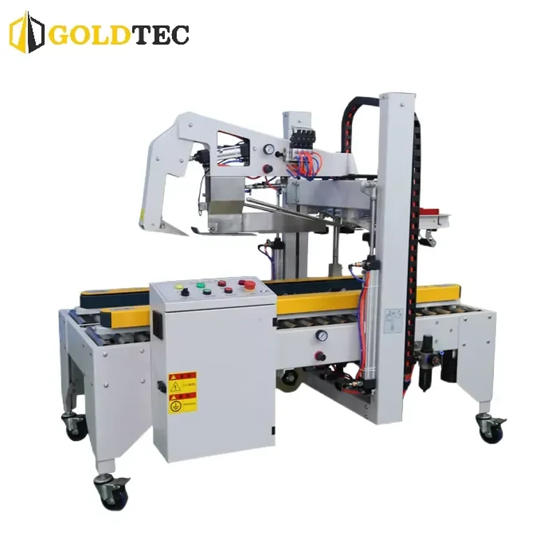 Full Automatic Adjustment Carton Flaps Folding Random Side Drive Belt Tape Sealing Machine