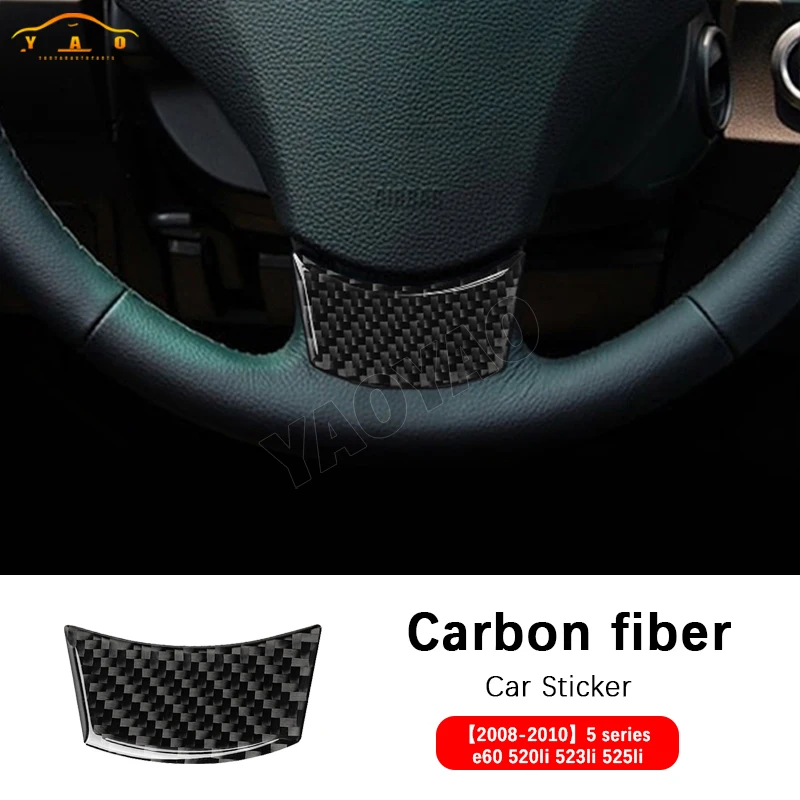 For BMW 5 Series E60 Conversion 2004-2010 520li 523li 525li Carbon Fiber Car Steering Wheel Trim stickers cars accessories