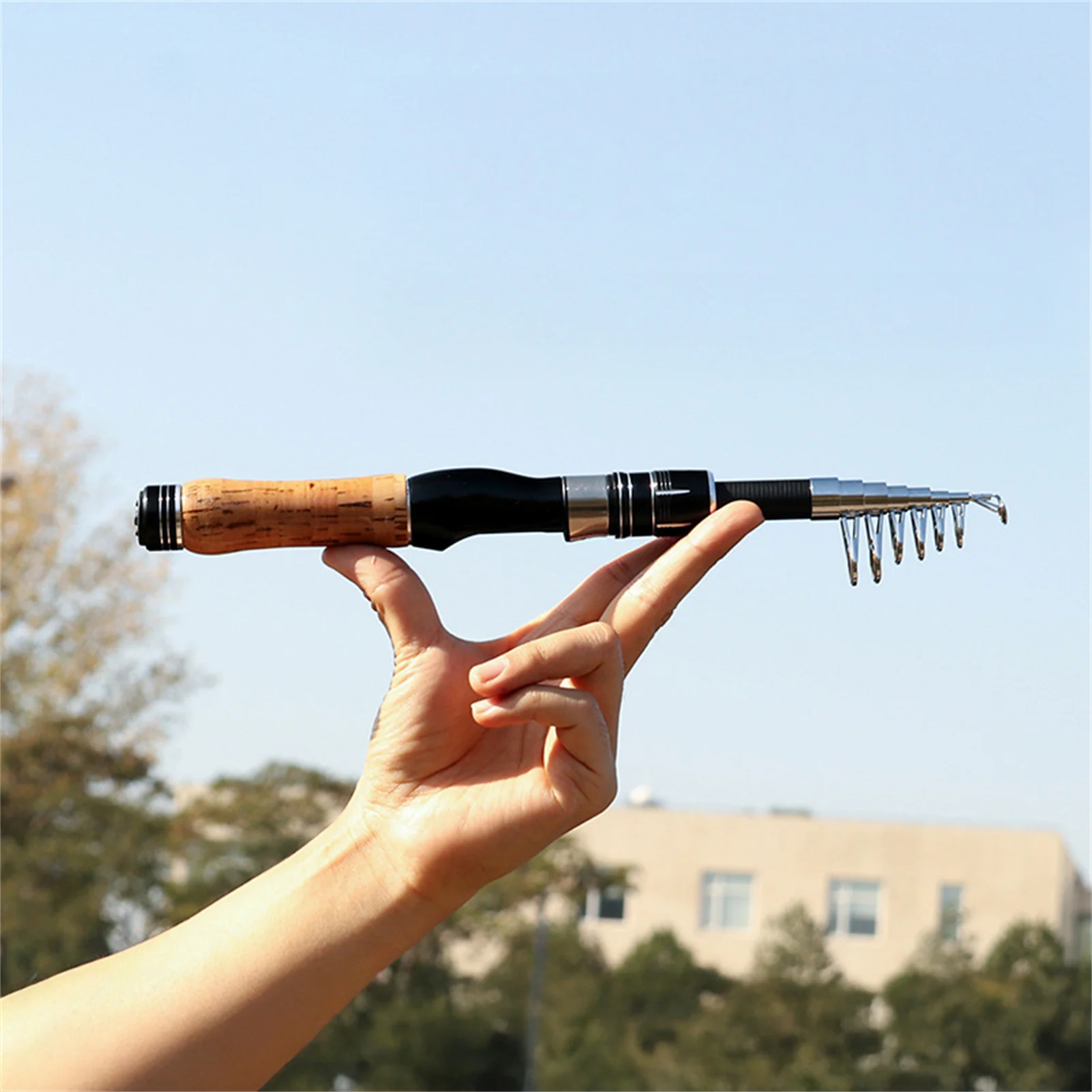 

Portable Short Fishing Rod 33/34/35cm Telescopic Hand Pole For Freshwater Saltwater Use Ultralight Carbon Fiber Fishing Rod 1pc