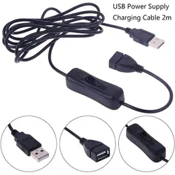 1Pc USB Cable Male to Female Switch ON OFF Cable Toggle LED Lamp Power Line 1m 2m