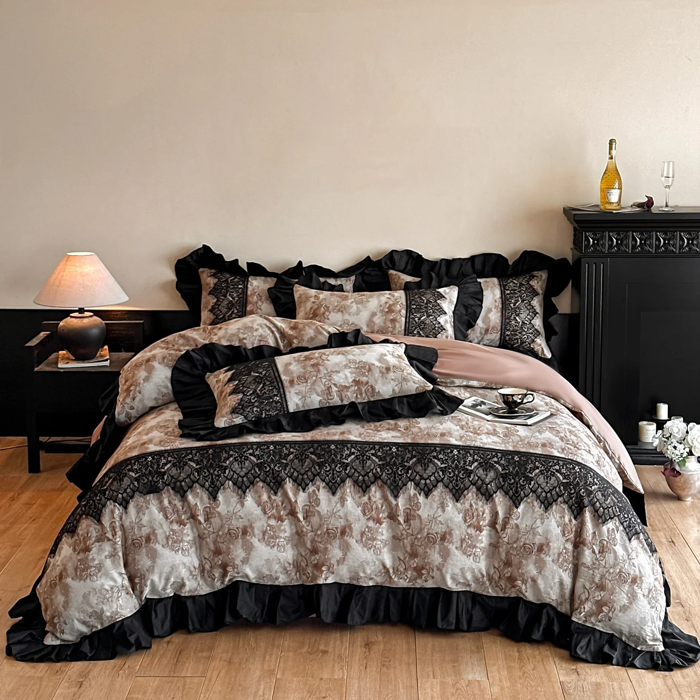 Luxury Lace Jacquard Bedding Set Single Double Queen King Size Quilt Cover Bedsheet Pillowcase Pure Cotton Duvet Cover Set