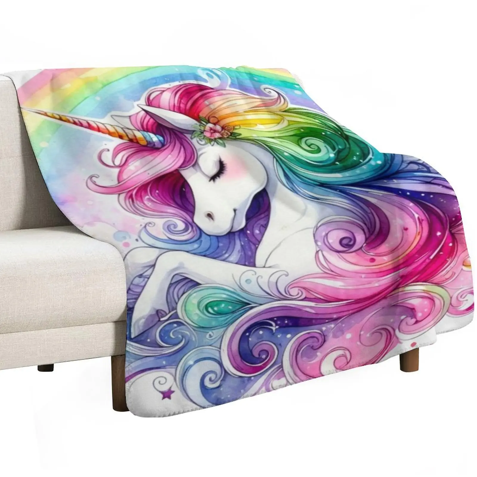 Rainbow Pegasus Unicorn Throw Blanket Warm Blankets Sofas Of Decoration Sofa funny gift For Baby Camping Blankets