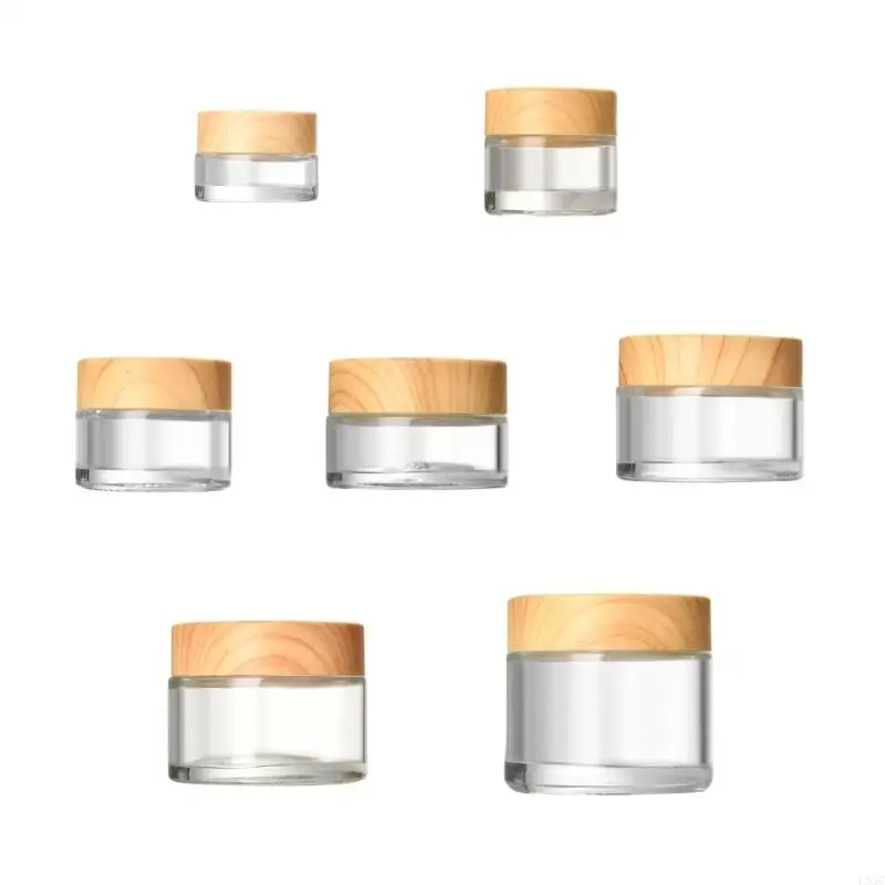 L93C 1PC Empty Clear Glass Pot Travel Jars with Lids Round Cosmetic Sample Containers