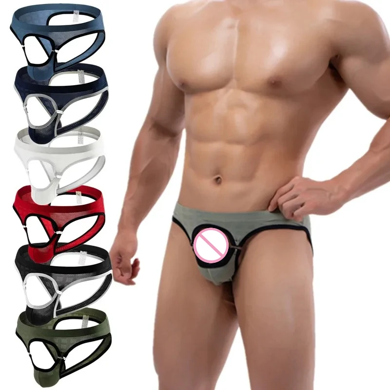 Mens Sexy Front Open Briefs Panties Backless Bikini Underwear Open Butt Underpants Gay Panties Sexy Low Waist Male Soft Briefs