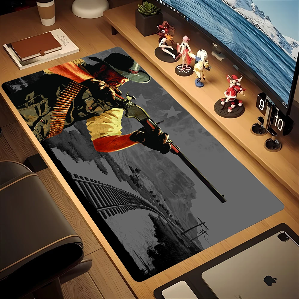50x100CM Red Dead Redemption 2 RDR2 Mousepad Computer Gamers Locking Edge Non-slip Mouse Pad Extra larg thickened Desk Mat XXL