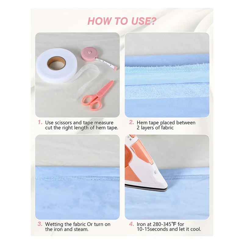 PORK-zoomtape - 3/4 INCH X 70 yards - geen naai opstrijkbare zomen stoffen tape lijm met schaar en meetlint - voor kleding