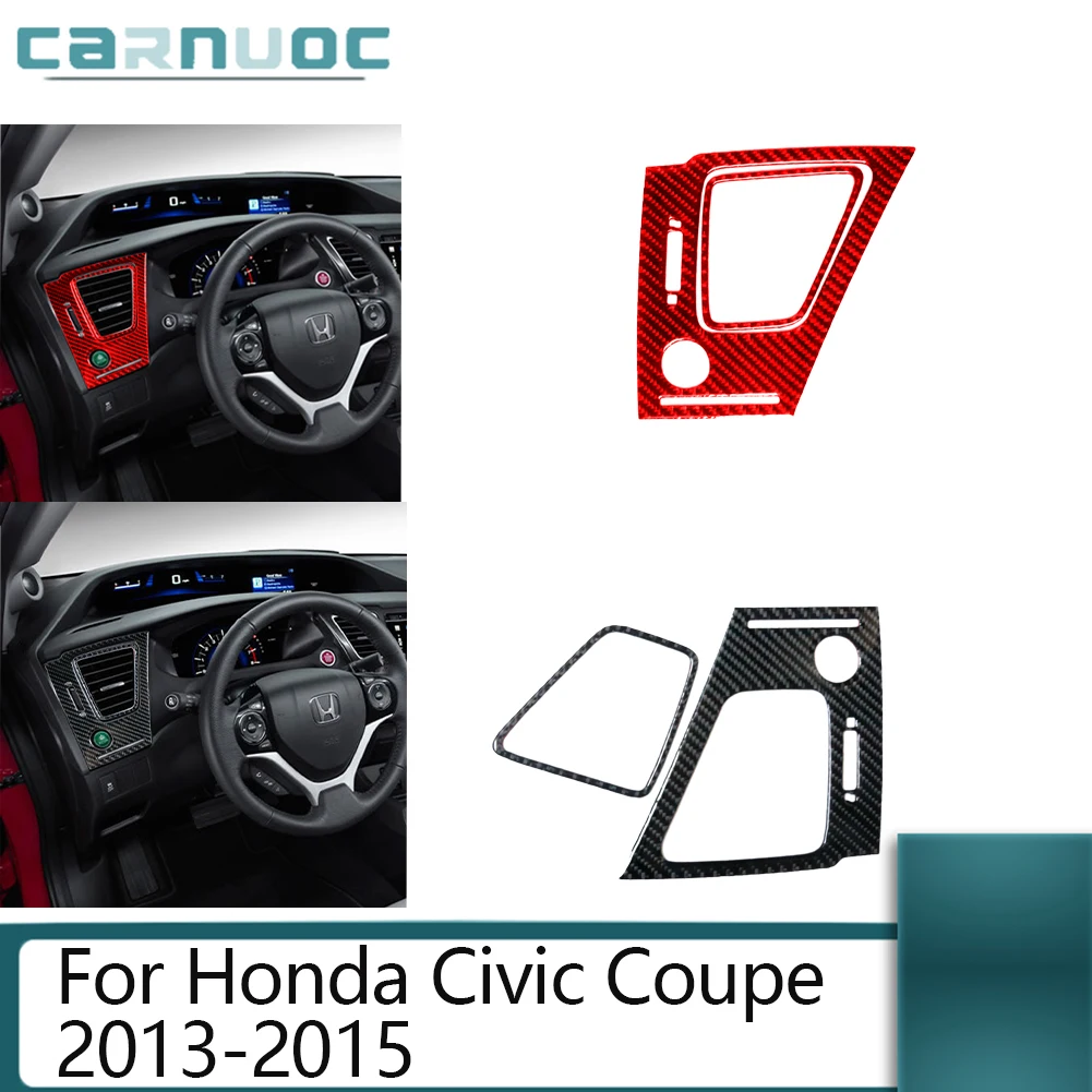 Carbon Fiber Main Driver Air Vent Protection Stickers For Honda Civic Coupe 2013 2014 2015 Car Interior Decorative Accessories