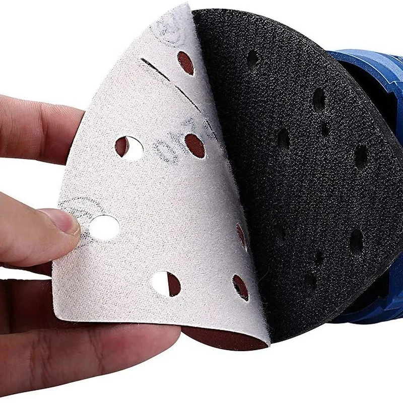 10/60pc Mouse Detail Sander Sandpaper 11 Holes Triangular Sanding Paper for Multi Sander Bosch PSM 160A Detail Palm 40-240 Grits view 3