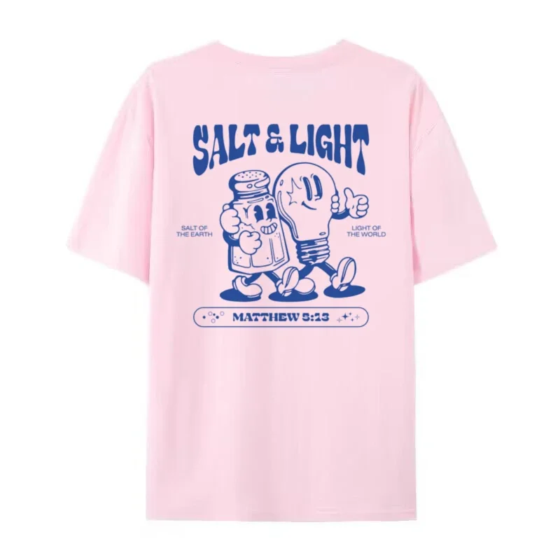 Sel lumière drôle verset de la Bible T-Shirts dos imprimé rétro Streetwear graphique T-Shirts femmes hommes chrétien t-shirt jésus foi meilleurs cadeaux