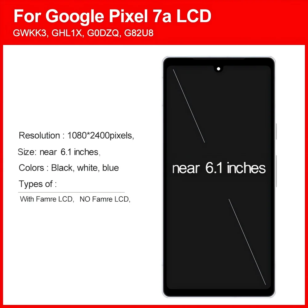 AMOLED Screen for Google Pixel 7A 6.1 Replacement