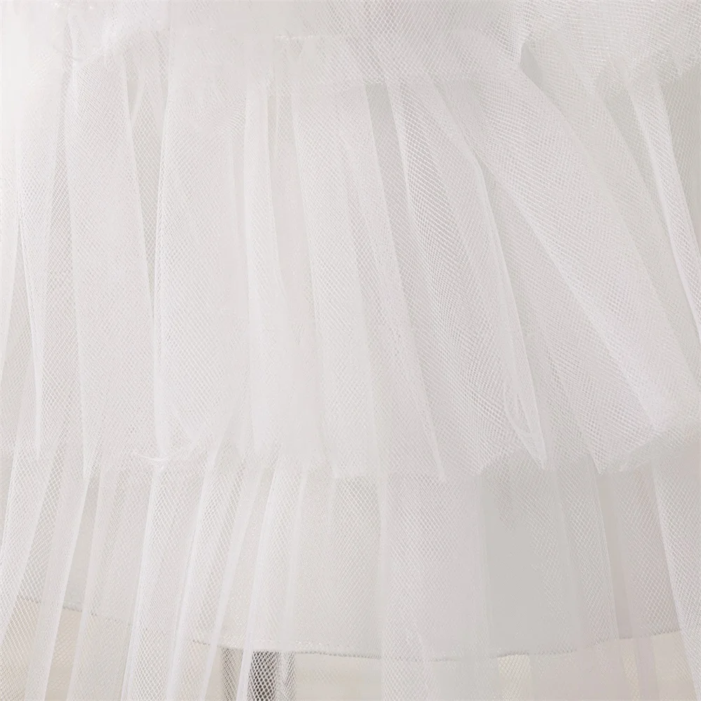 Toddler Girls 1st Birthday Princess Gown Party Dress For Baby Kids White Bow Tulle Evening Clothes Infant Summer Holiday Costume