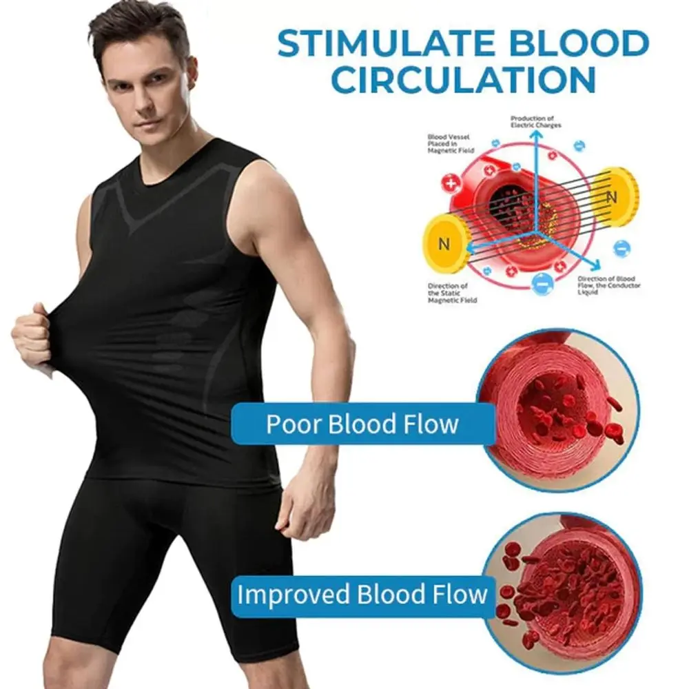 Men's Ionic Shaping Vest Ice-Silk Slimming Vest Body Shaper Compression T-Shirts Tank Top Tummy Control Quick-dry Fitness Shirts