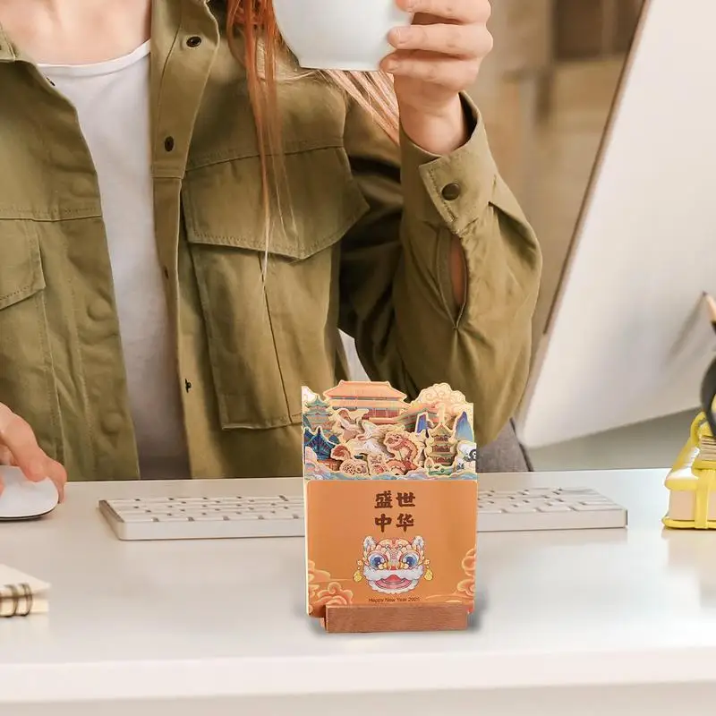 Desk Pad Calendar 2025 Desktop Calendar Decoration With Wooden Base Monthly Desktop Decoration Calendar Compact For Home