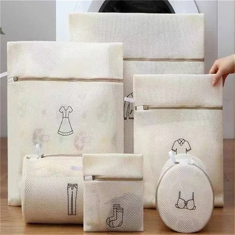 6 Size Set Embroidery Washing Machine Laundry Bag Underwear Bra Socks Wash Net Large Capacity Clothes Storage Laundry Organizer