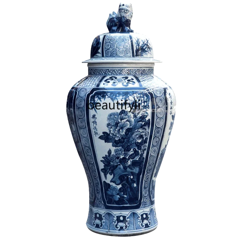 Jingdezhen ceramics hand-painted blue and white porcelain vase Chinese home living room decoration ornament