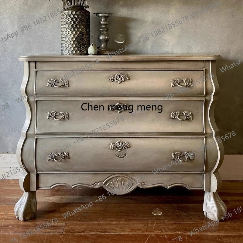 

"French retro entrance cabinet" antique home bedroom solid wood locker retro style living room commercial side cabinet