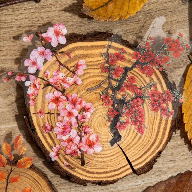 30Pcs Stickers Pack Age Branch Forest Autumn Leaves Branch Handbook Blossom Material Decorative Stickers Scrapbook 165*98mm