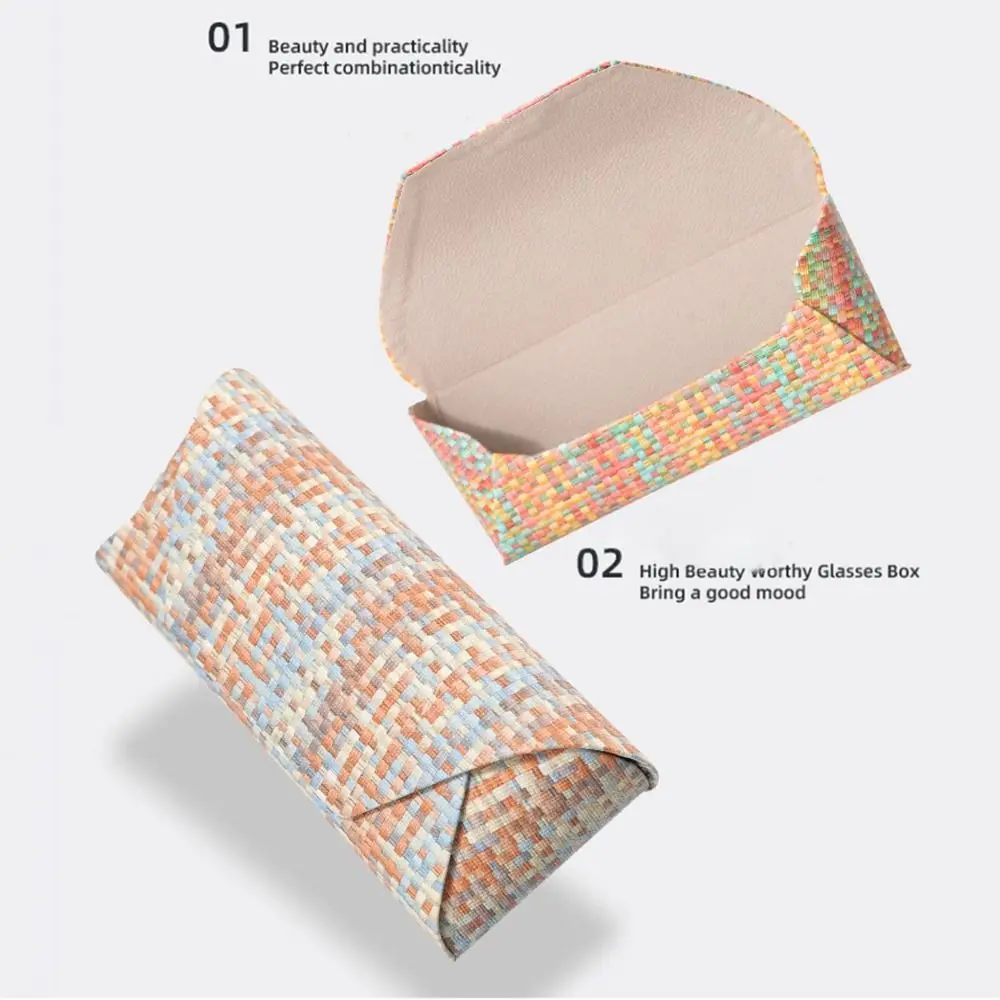 Fashion Grass Woven Grid Glasses Case Simple Anti Pressure Sunglasses Box Portable Creative Spectacle Case