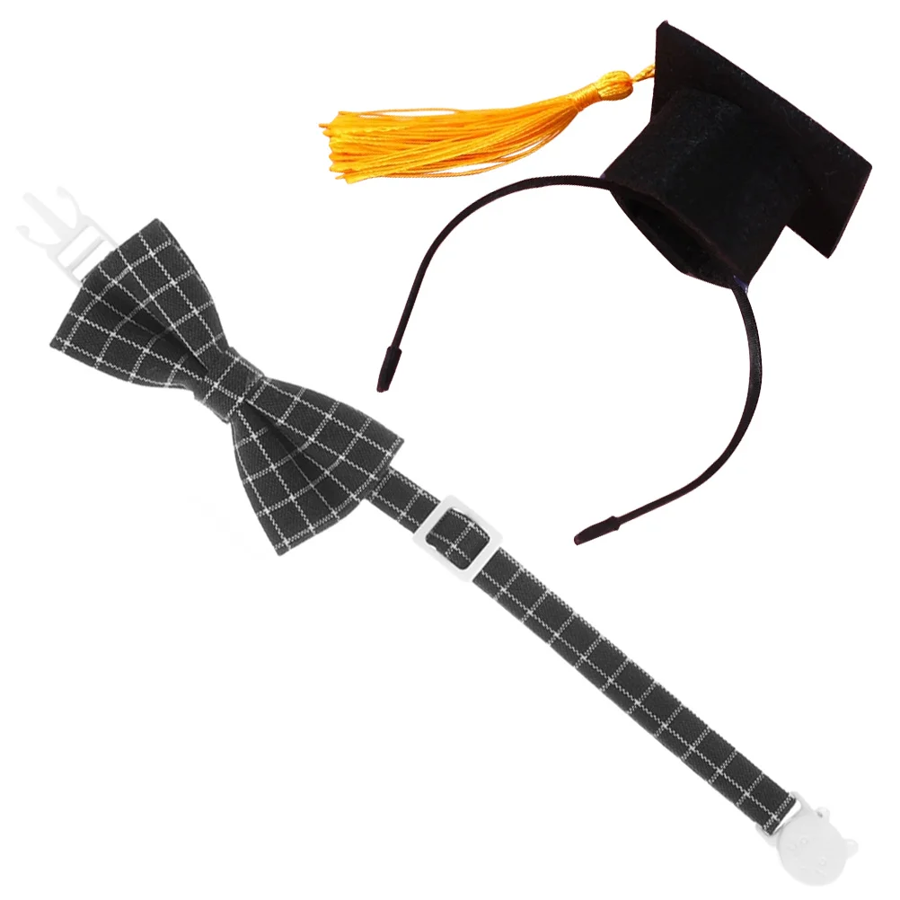 

1 set Pet Graduation Cap Bow Tie Set Lightweight Dog Cat Costume Accessory Small Pets Holiday Party Photo Prop