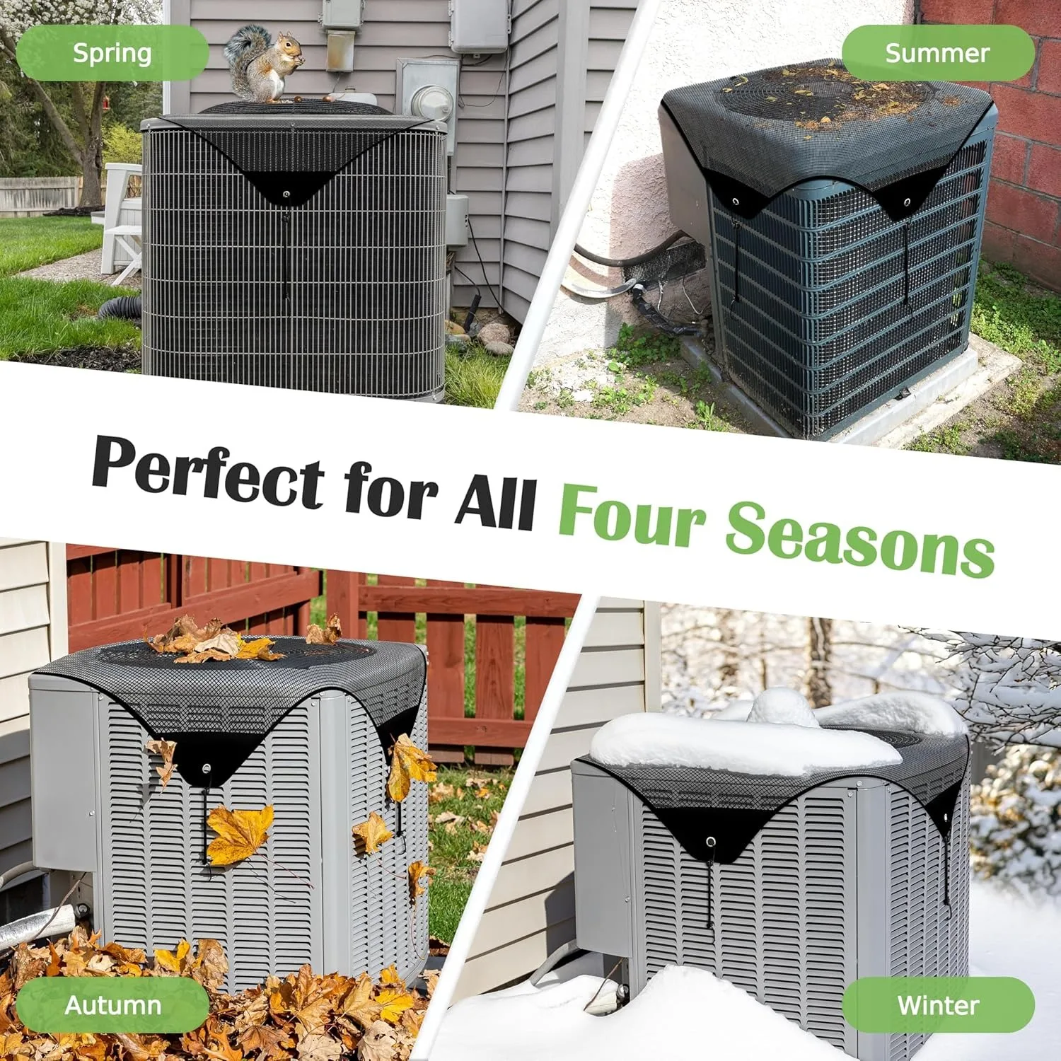 Central Air Conditioner Cover for Outside Units  -Durable AC Cover Defender Outdoor，Leaf Guard Mesh Air Conditioner Cover (66cm×66cm)