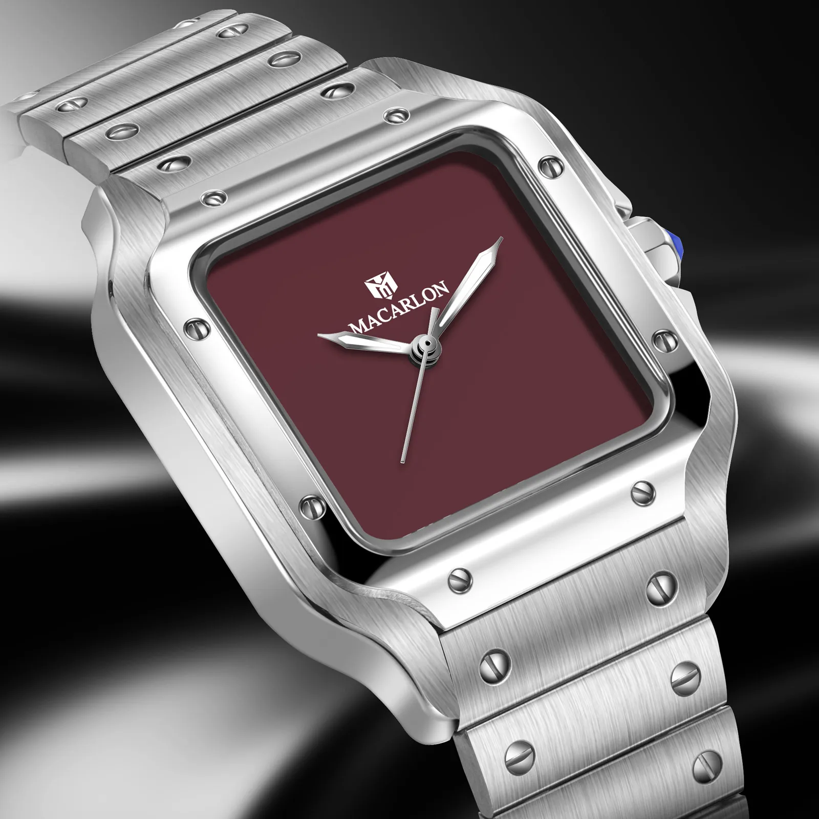 MACARLON Design New Solid Color Dial Mechanical Watch Men Stainless Steel Watch 100M Waterproof Automatic Men Watch TOP Luxury