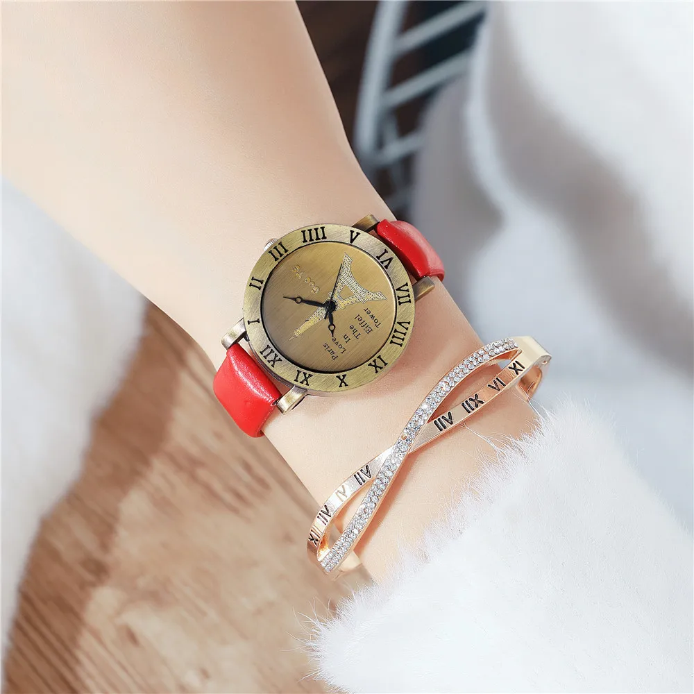 Simple Women Fashion Watches Retro Luxury Brand Ladies Quartz Wristwatches Light BrownCasual Woman Leather Clock Montre Femme